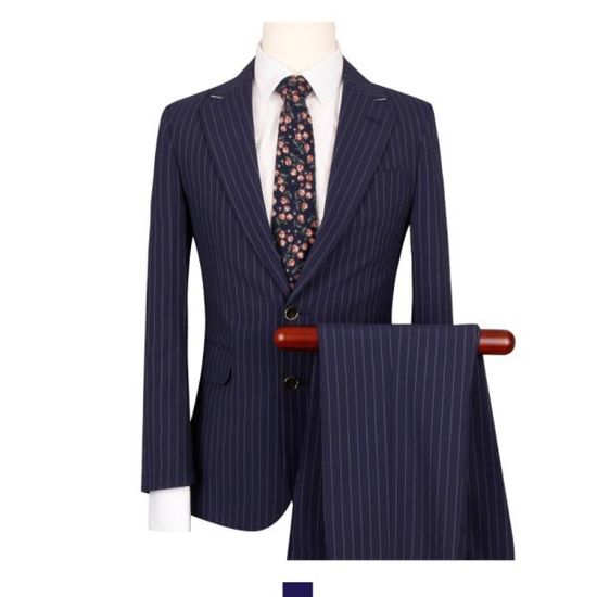 남자 세미 정장 세트 네이비 스트라이프 모던 슈트 셋