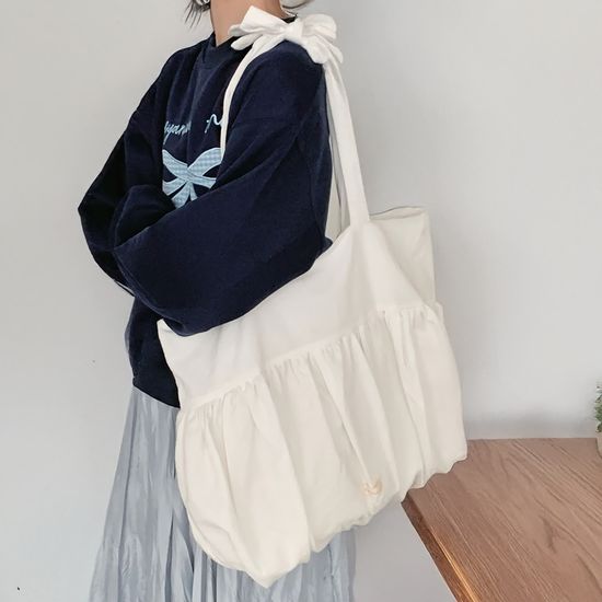 여성 셔링 스커트 토트백 캐주얼 숄더 캔버스백