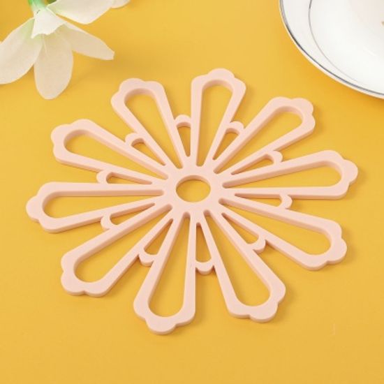 플라워 코스터 실리콘 냄비받침대 컵 그릇 식기(핑크)