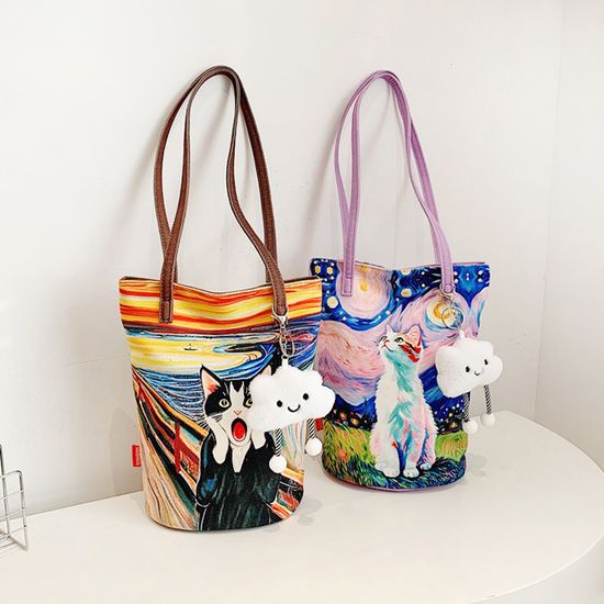 URB_고양이 유화 숄더백 여성 직장인 대학생 가방