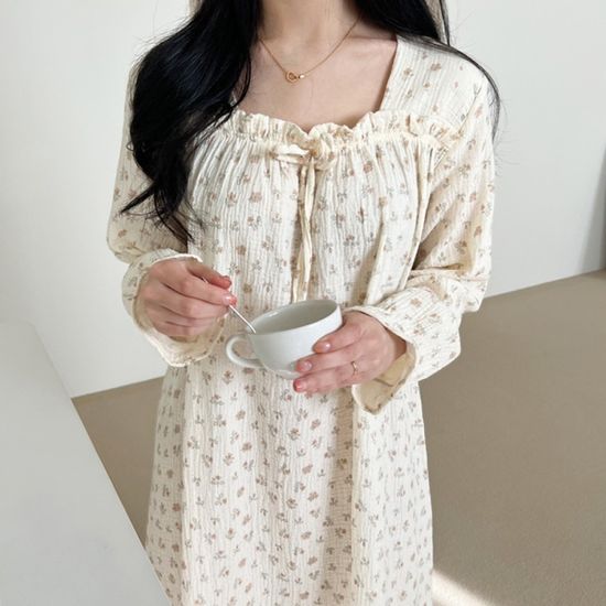 들꽃 원피스 면잠옷 여성실내복 파자마