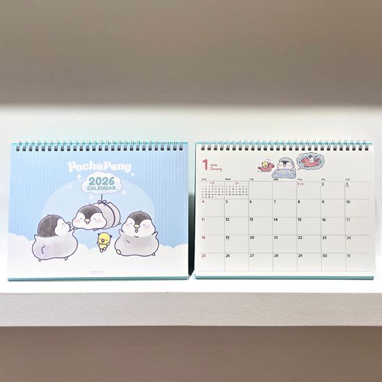 2026모뉴 포챠펭 L달력 칸 넓은 메모 캐릭터 탁상달력