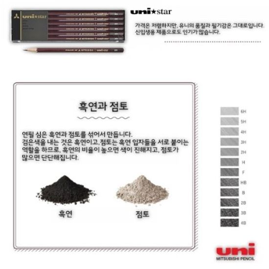 [MITSUBISHI uni] 유니스타 연필 2B (12자루) / US2B
