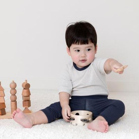 [메르베] 라이트골지 7부내의/아기실내복_네이비