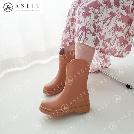 [애슬릿]웨스턴 둥근 코 여름 미들 레인부츠 장화