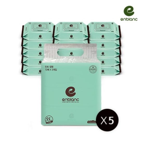 앙블랑 프리미엄 물티슈 민트 캡형 72매x15팩