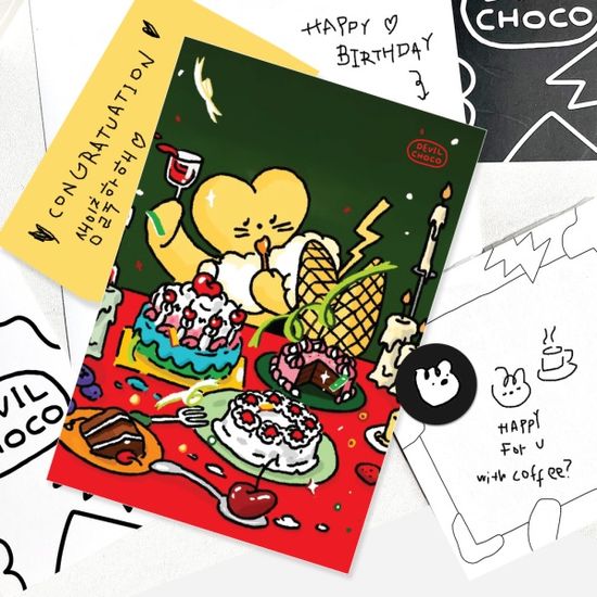 [데빌초코] 악동친구들 달달 카페 디저트 엽서