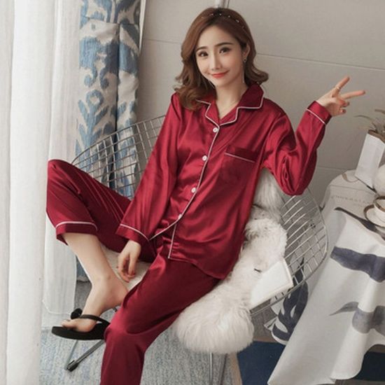 잠옷 실크 파자마 홈웨어 상하의 셋트 집옷 투피스[W4
