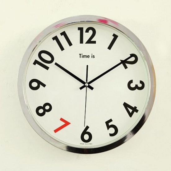 크롬 원형 벽시계