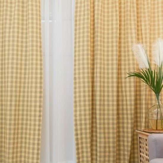 멜란타탄체크 옐로우 면커튼