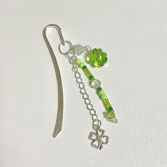 비즈책갈피 은방울꽃 네잎클로버 북마크 독서용품 