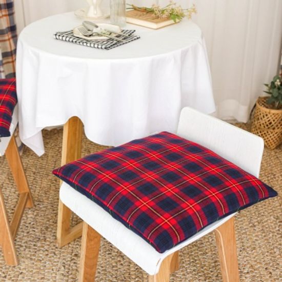 노먼 레드그린 체크 방석 커버