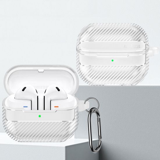 갤럭시버즈3 프로 카본 패턴 투명 실리콘 키링 케이스