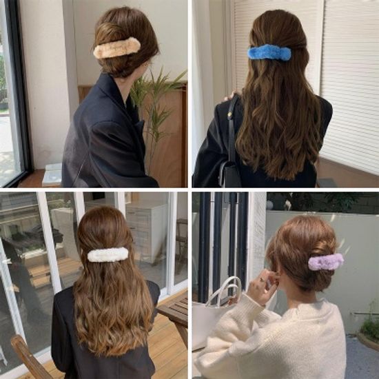 보들보들 컬러 밍크 털 퍼 집게 핀 예쁜 겨울 헤어 삔