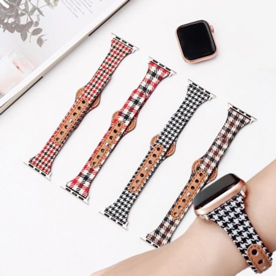 애플워치 8 7 6 5 4 3 2 se 체크 패턴 가죽 스트랩 줄