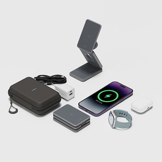 무아스 15W 폴더블 3 in 1 맥세이프 무선충전기