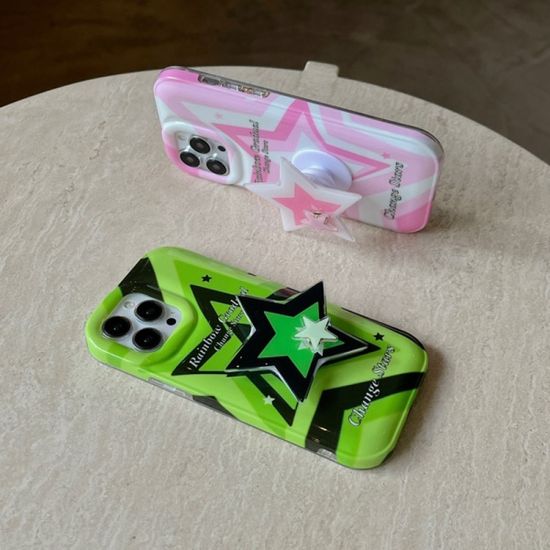 아이폰 14 13 12 11 더블 스타 톡 그립 실리콘 케이스