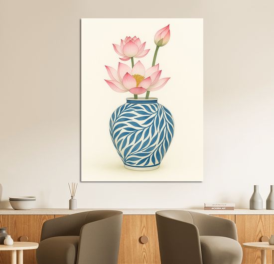 연화꽃 달항아리 그림 돈들어오는 연꽃 물고기 거실