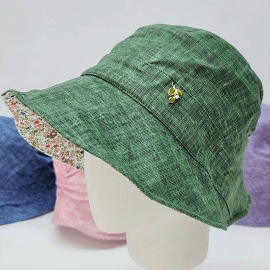 [애슬릿]린넨 꽃 챙 벙거지 버킷햇 여성 모자 봄 여름