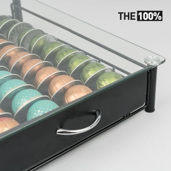 THE100% 버츄오 호환 캡슐커피 보관함 강화유리 서랍형 40구 홀더 거치대