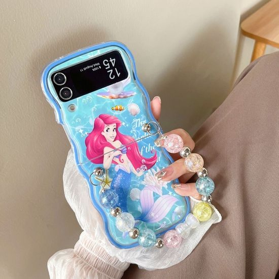 갤럭시 z플립 5 4 3 공주 캐릭터 물결 스트랩 케이스