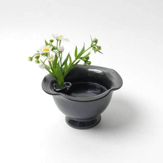 블랙천목 한송이 화병 꽃병 미니수반(WC3E3E3)