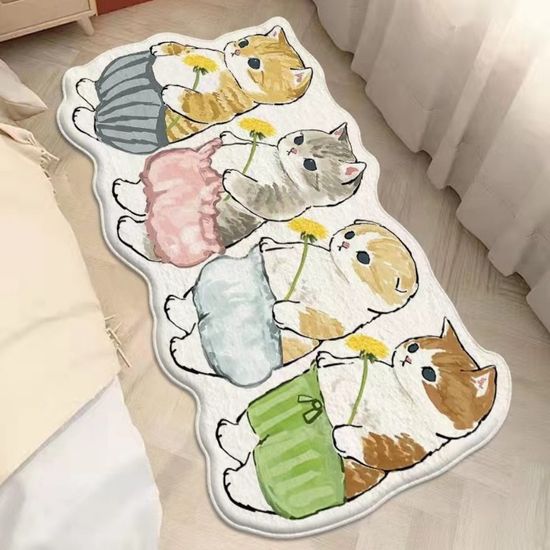빨아쓰는 고양이 캐릭터 논슬립 러그(폭1.5*길이2m)