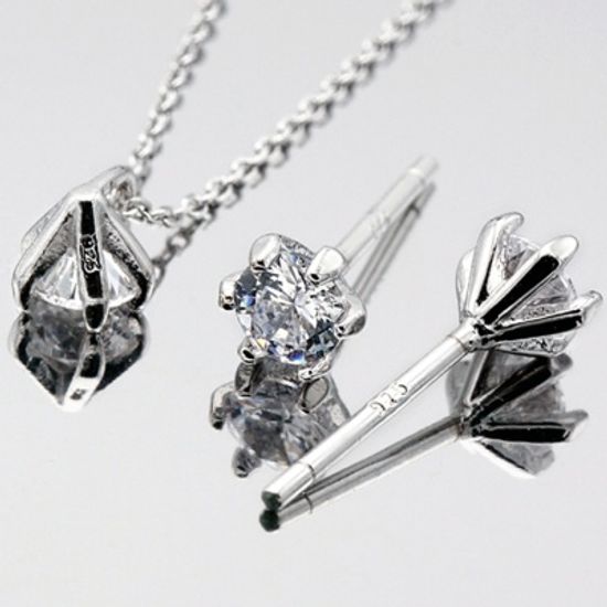 [선물포장] 실버 탄생석 목걸이+ 귀걸이 SET