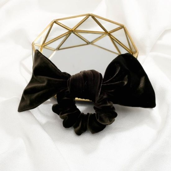 [엔젤슈슈] 벨벳 리본 매듭 곱창밴드(브라운) 머리끈