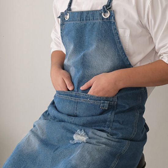 남여공용 카페 공방용 데님 앞치마