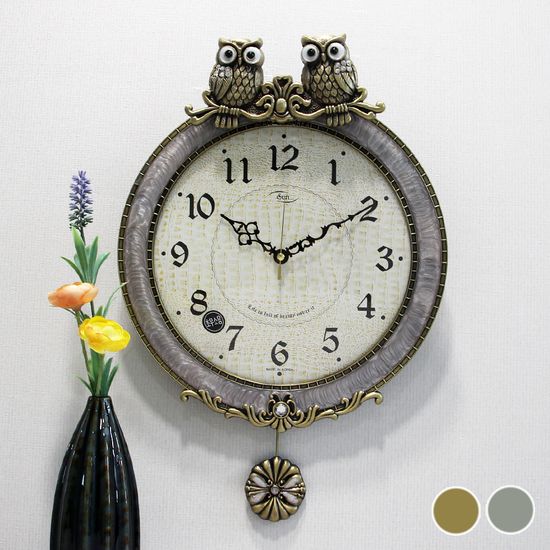 무소음 부엉이 장식 주물 추벽시계 HSP-238