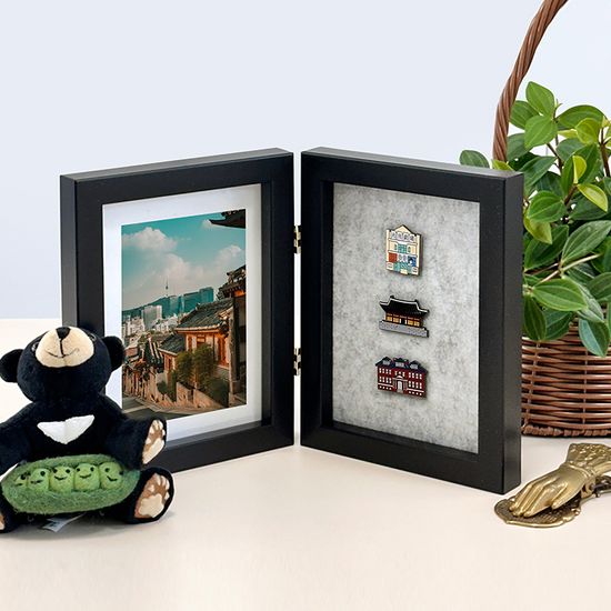 뱃지 프레임 5X7 양면 접이식 핀 뱃지 보관 액자 