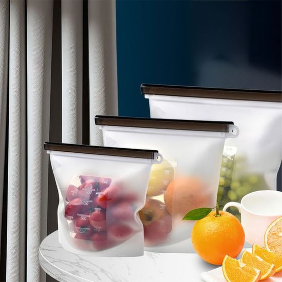 재사용 실리콘 지퍼백 1000ml 전자렌지사용 봉투 N760