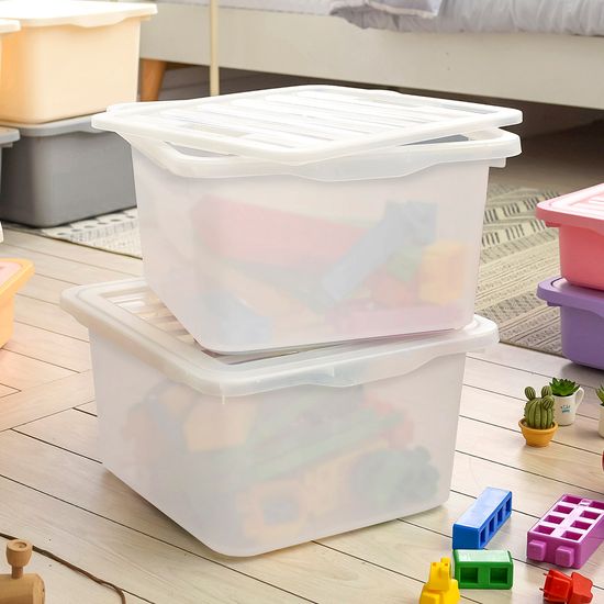 레브 옷 수납 리빙박스 L 4P 투명 뚜껑 팬트리 정리함