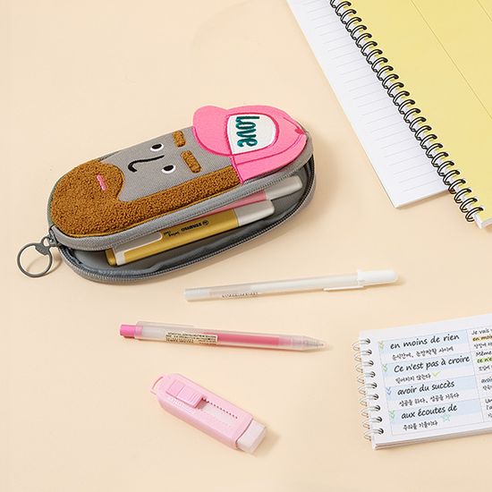 캔버스 필통 부클 자수 펜 파우치_비니버블_러비브로