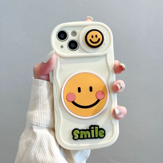 아이폰 14 13 12 카메라 커버 스마일 물결 젤리케이스