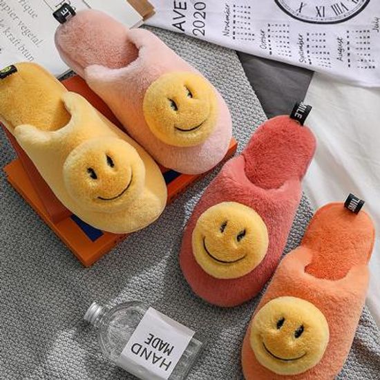 스마일 털슬리퍼 실내화 슬리퍼 퍼 사무실 털실내화