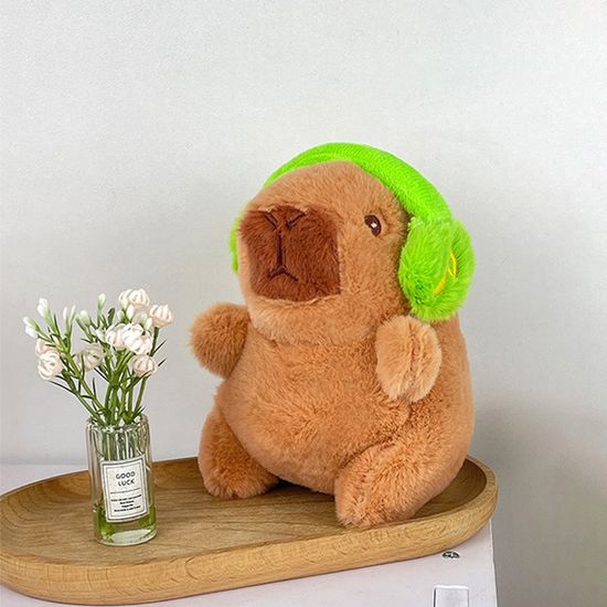 큐트 헤드셋 머리카락 카피바라 동물 애착 인형 키링