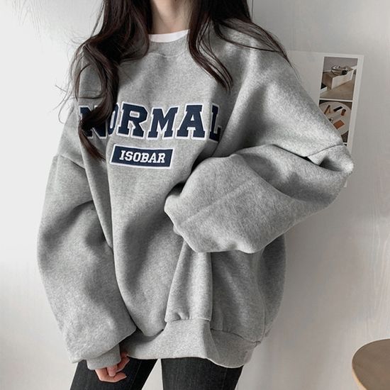 여성 루즈핏 기모 맨투맨 티셔츠 레이어드 베이직