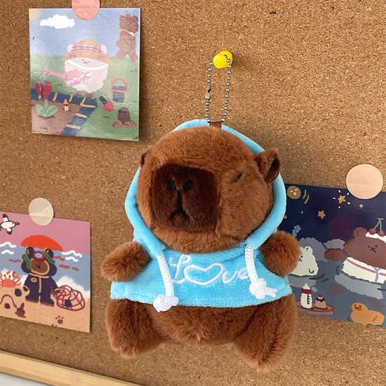 귀여운 후드티 카피바라 애착 인형 키링 열쇠 고리