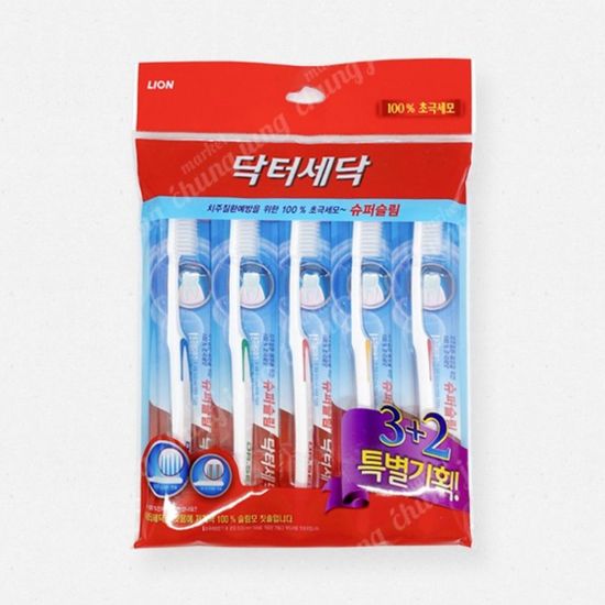 라이온/닥터세닥 슈퍼슬림칫솔 3+2(WD31700)