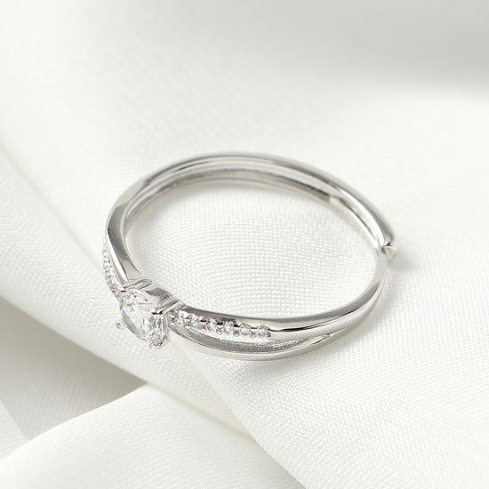 [비쥬홀릭] 실버925 백금도금 샤인리본 오픈링 반지(