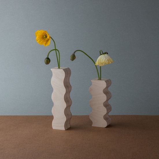 [오니프] VC06_우드 오브제 물결 화병