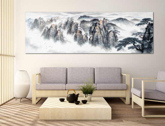 돈들어오는 배산임수 한국화 산그림 거실 풍수 중형