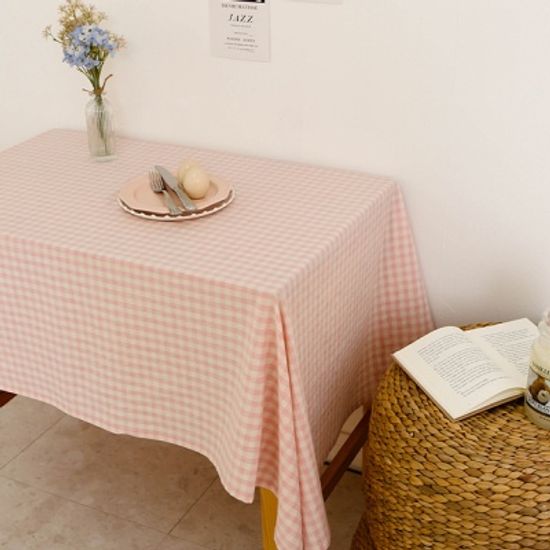 멜란체크 핑크 면식탁보 테이블보