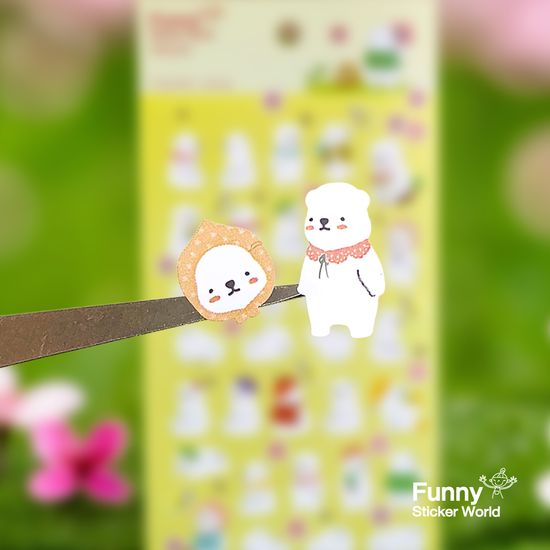 퍼니스티커 C549 코지베어 봄 흰곰 아트지 시즌