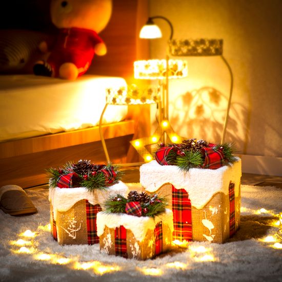 [도토로]눈쌓인 빨간 리본 선물상자 3종세트