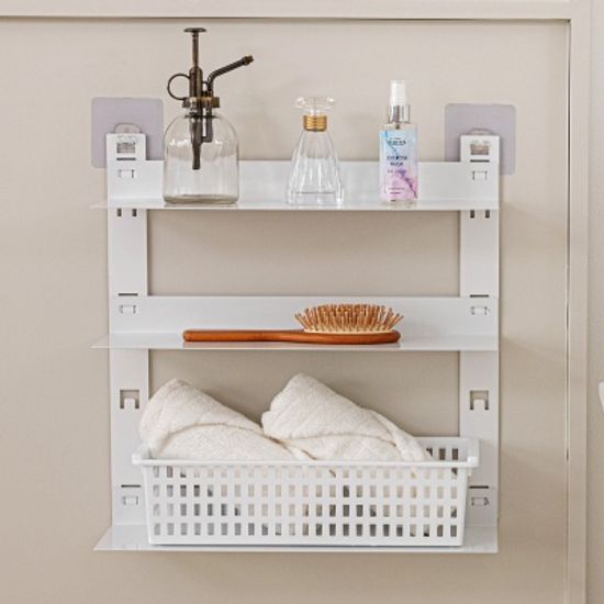 무타공 못없이 벽에붙이는 3단 철제 미니 선반