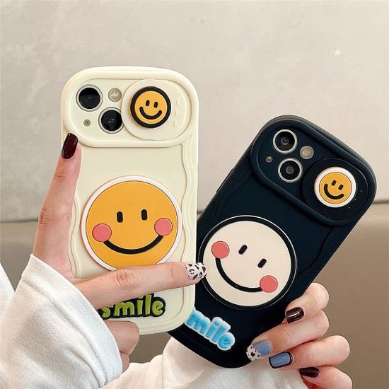 아이폰 14 13 12 카메라 커버 스마일 물결 젤리케이스