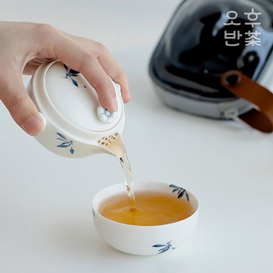 오후반차 난초꽃 1인 휴대용 다도세트 쾌객배 